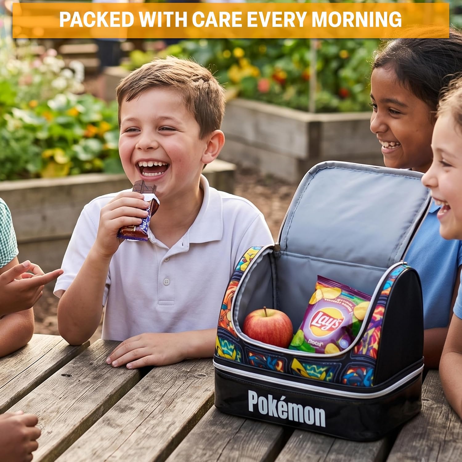 Pokémon Insulated Lunch Bag – Dual Compartment Kids Lunch Box with Handle