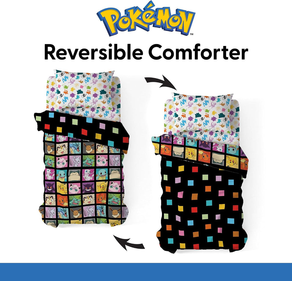 Pokémon Twin Bedding Set 4-Piece – Comforter, Sheets & Pillowcase for Kids