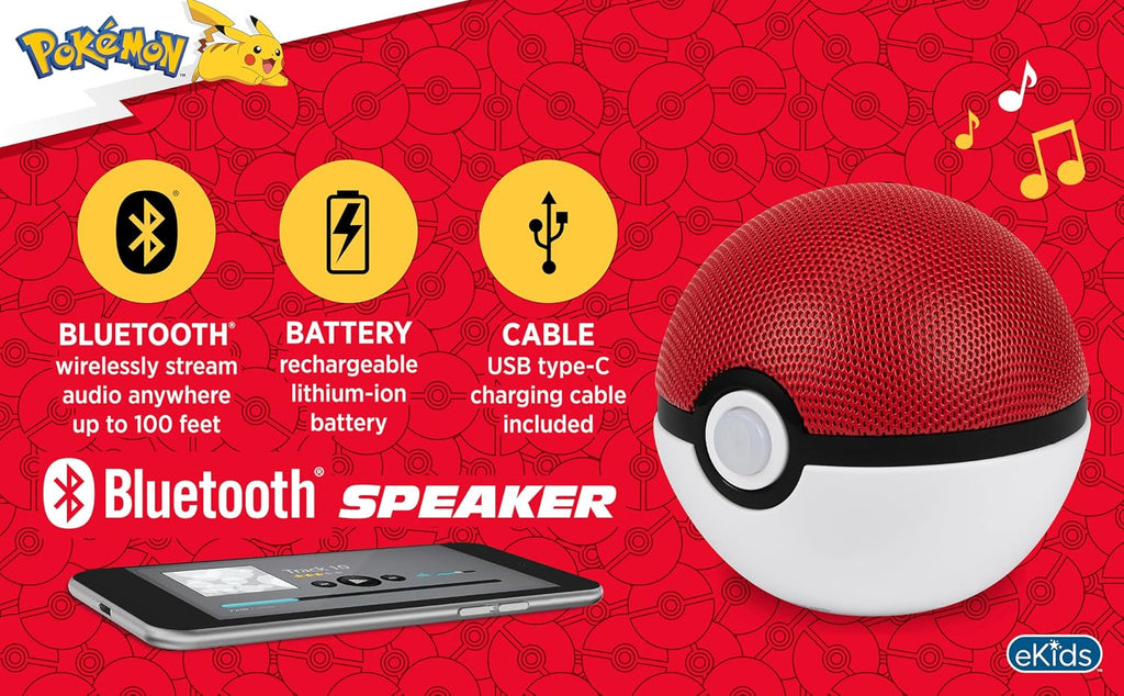 Pokémon Poké Ball Bluetooth Speaker – Portable Rechargeable Wireless Speaker