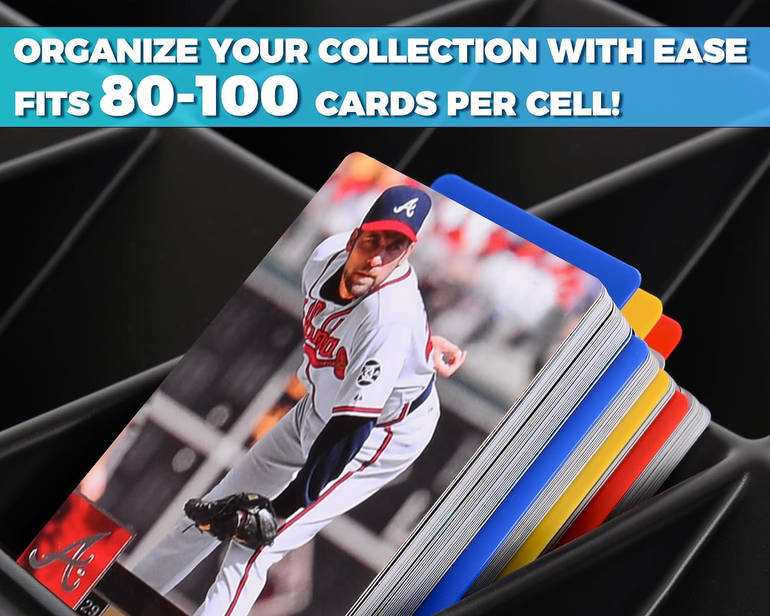Trading Card Storage Tray – 15 Compartment Sorting Organizer for Sports Cards