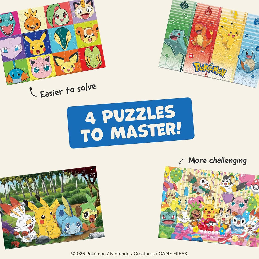 Pokémon Puzzle 4-Pack – Four 500 Piece Jigsaw Puzzles with Reference Posters