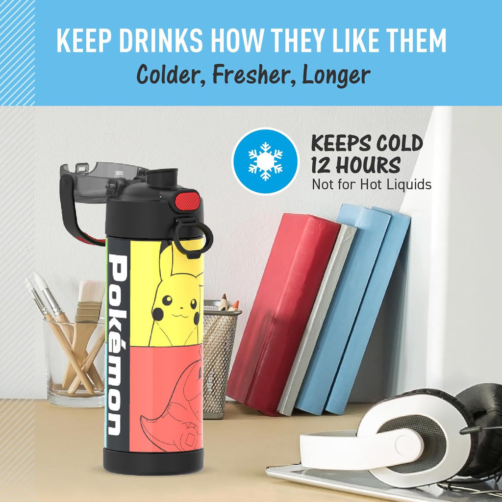 Thermos Pokémon Kids Water Bottle 16 oz – Insulated Stainless Steel Bottle