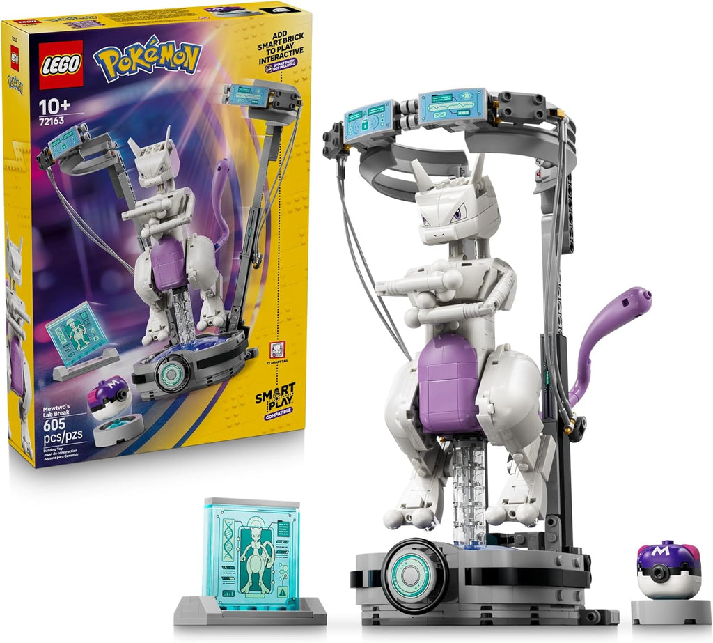 LEGO Pokémon SMART Play Mewtwo's Lab Break 72163 building set with posable Mewtwo figure