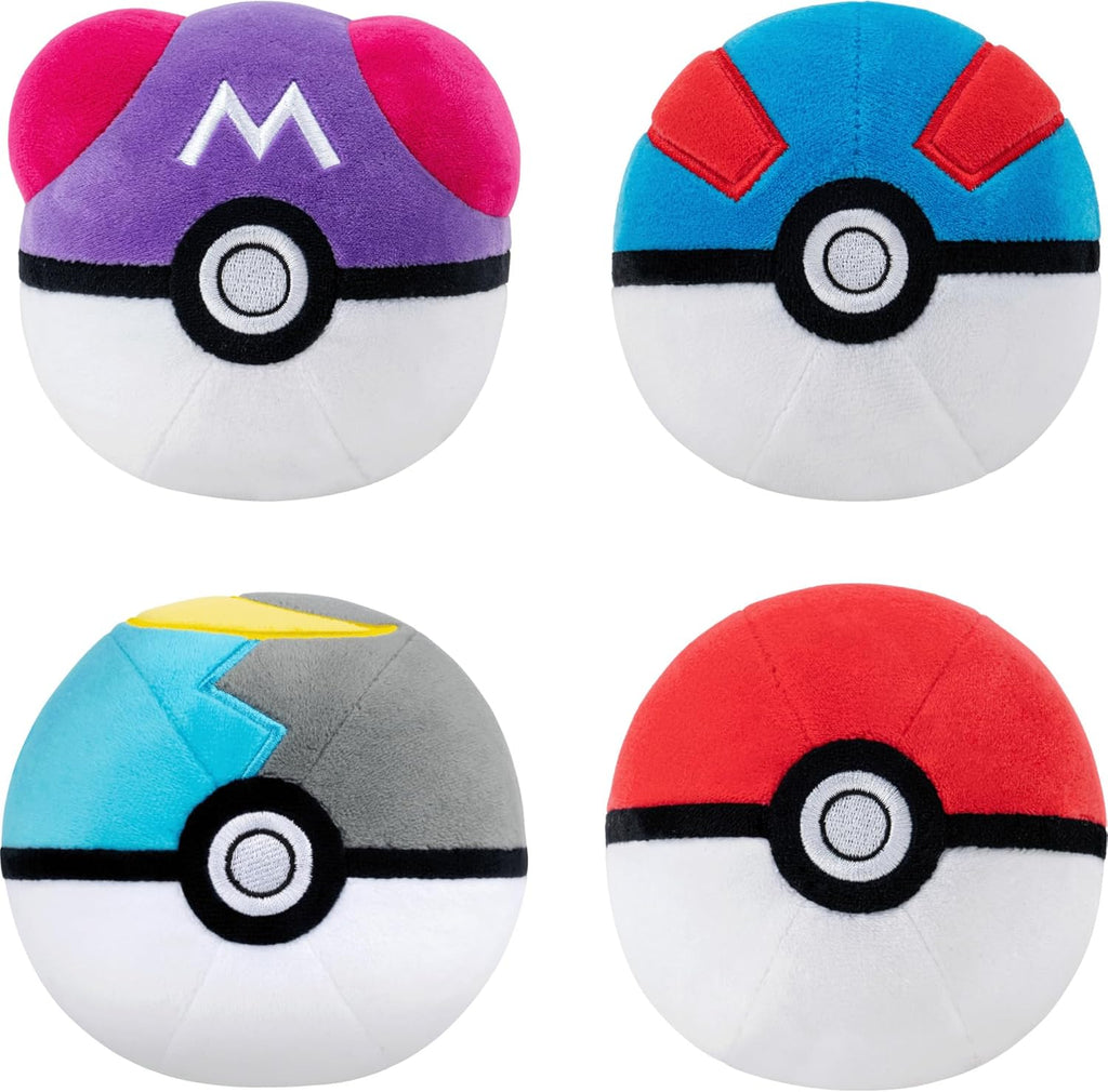 Pokémon Poké Ball plush 4-pack with soft Poké Ball, Great Ball, Ultra Ball and Master Ball