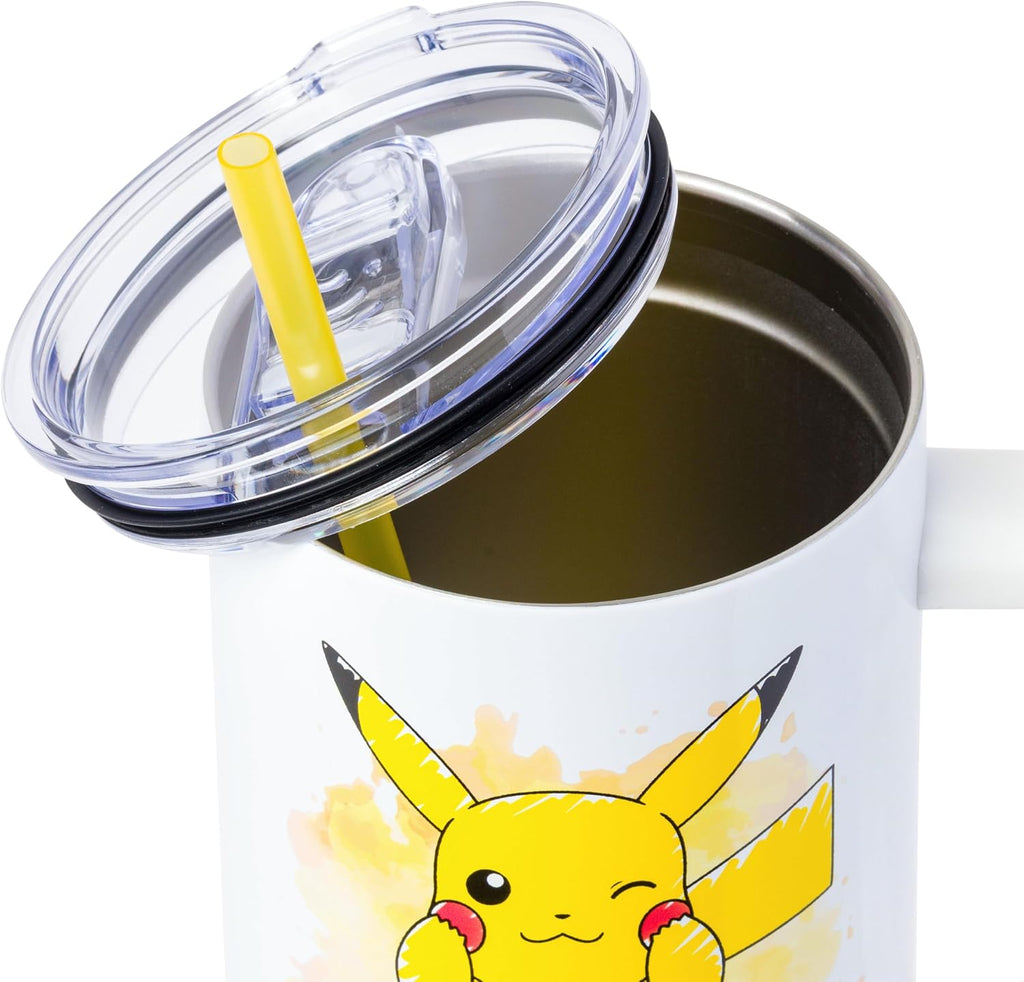 Pokémon Pikachu Tumbler 40 oz – Stainless Steel Cup with Handle & Straw