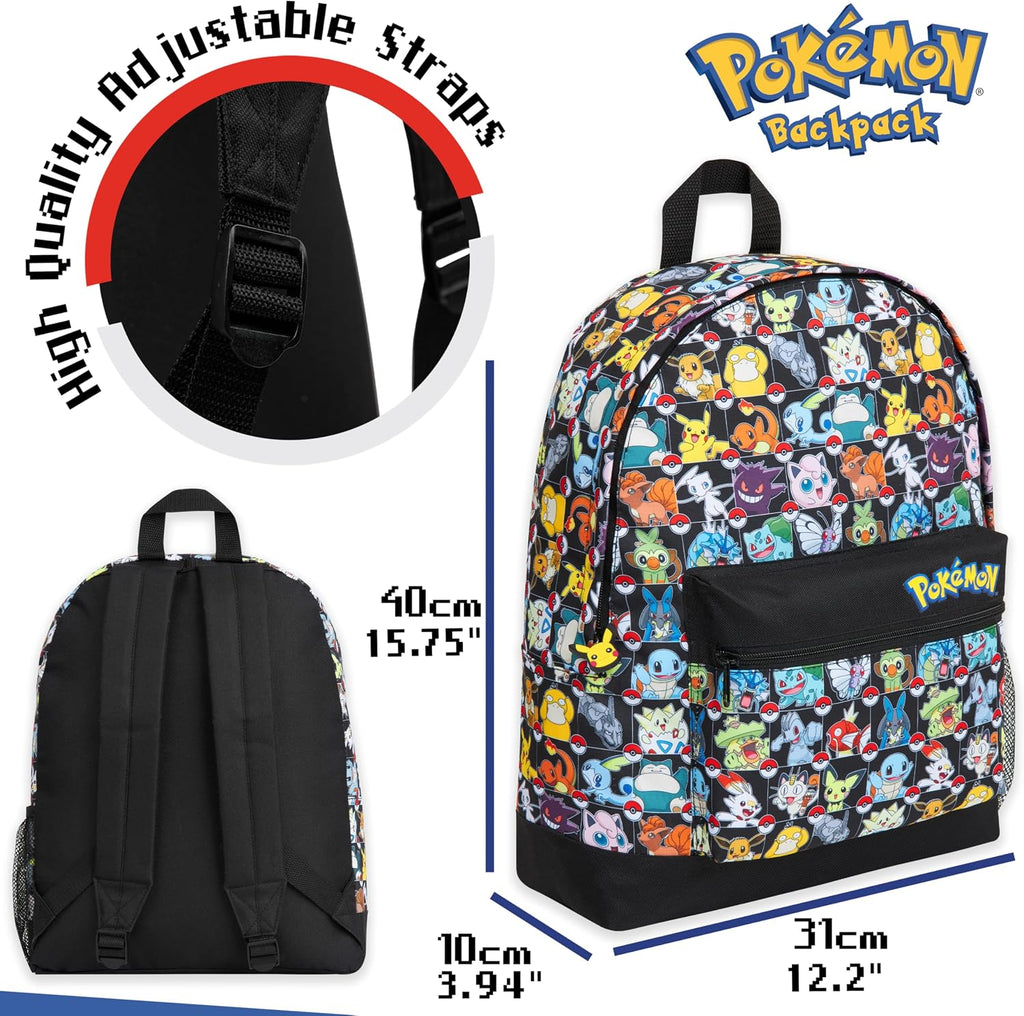 Pokémon Backpack for Kids – 15.7" School Bag with Pikachu & Characters