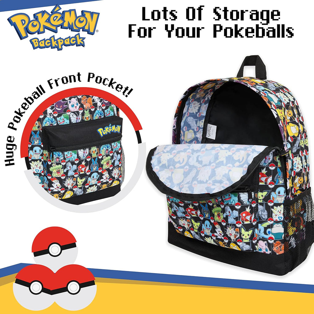Pokémon Backpack for Kids – 15.7" School Bag with Pikachu & Characters
