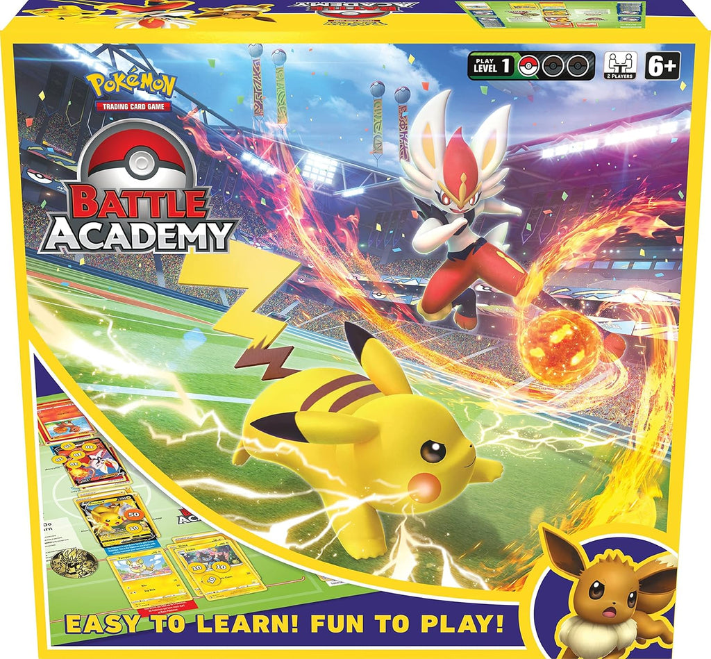 Pokémon TCG Battle Academy – 3 Deck Set with Pikachu V, Cinderace V & Eevee V