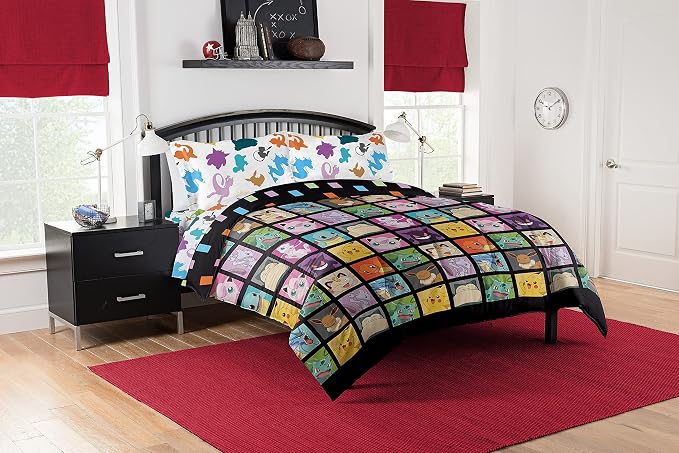 Pokémon Twin Bedding Set 4-Piece – Comforter, Sheets & Pillowcase for Kids