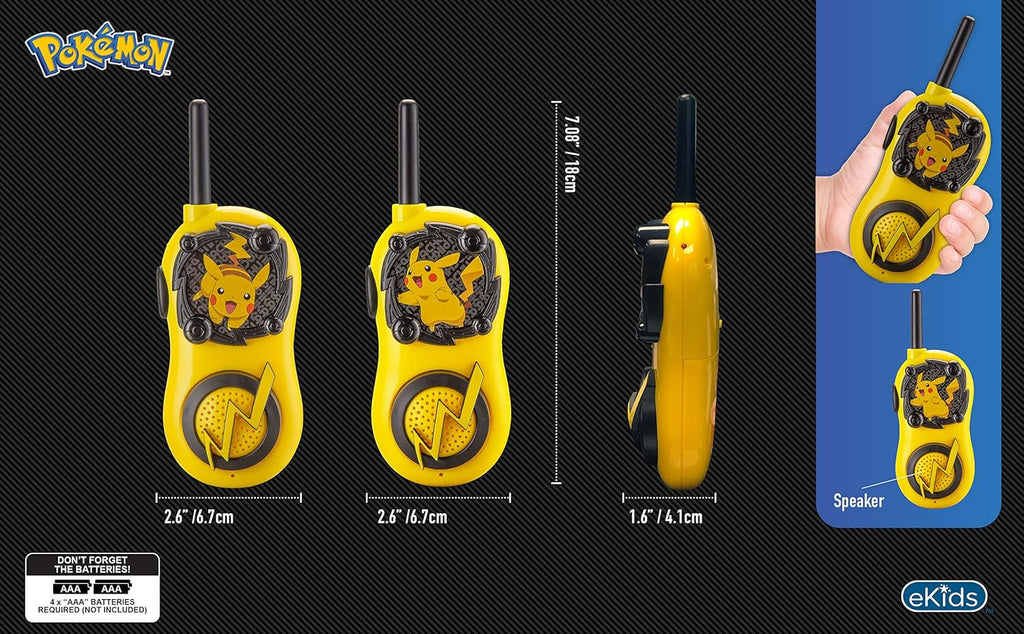 Pokémon Pikachu Walkie Talkies for Kids – Long Range Two-Way Radios