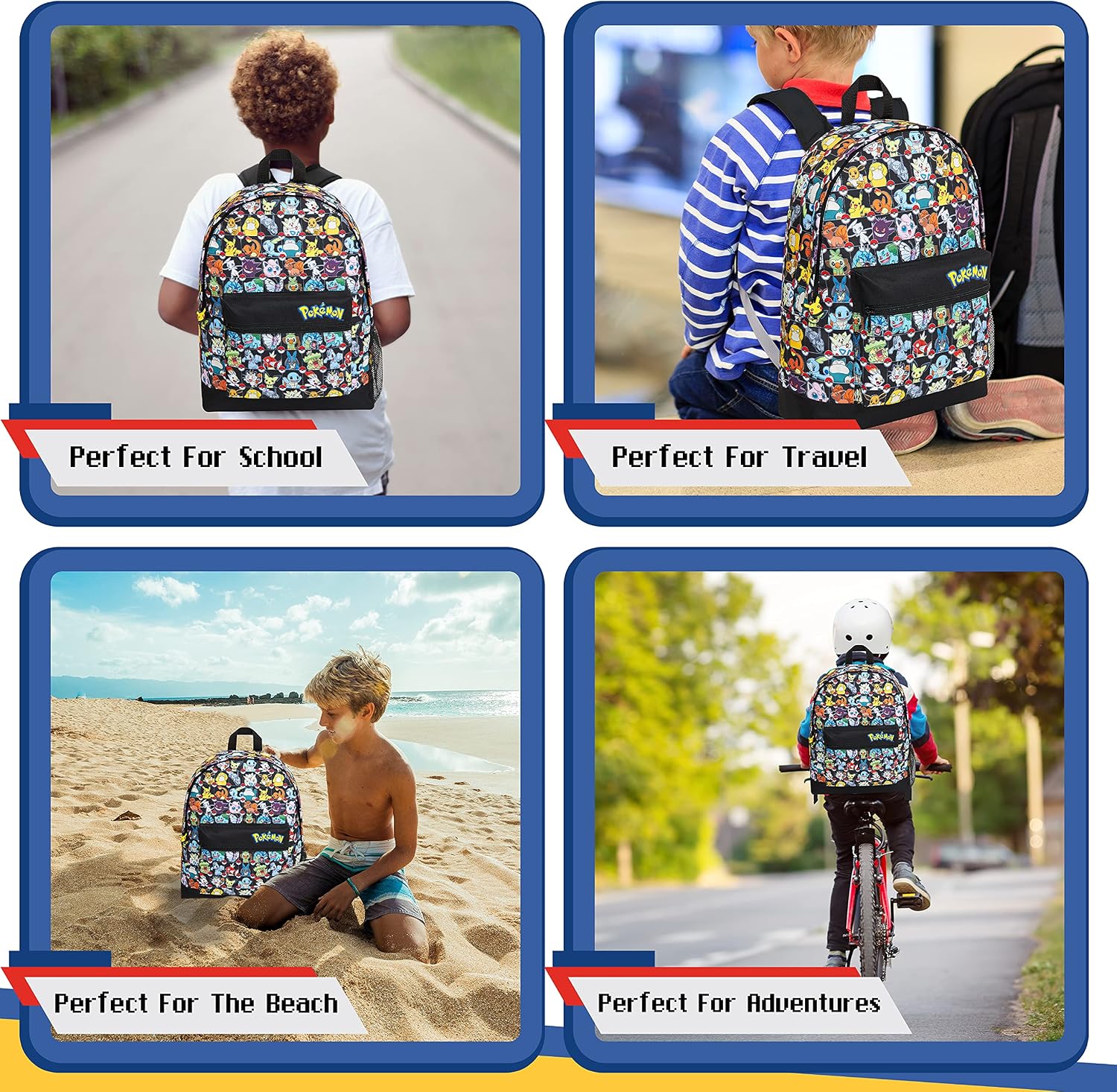 Pokémon Backpack for Kids – 15.7" School Bag with Pikachu & Characters