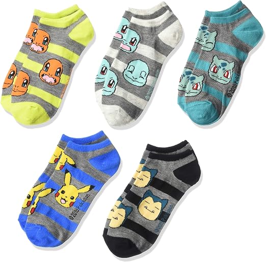 Pokémon character crew socks 5-pack with detailed Pikachu and character graphics