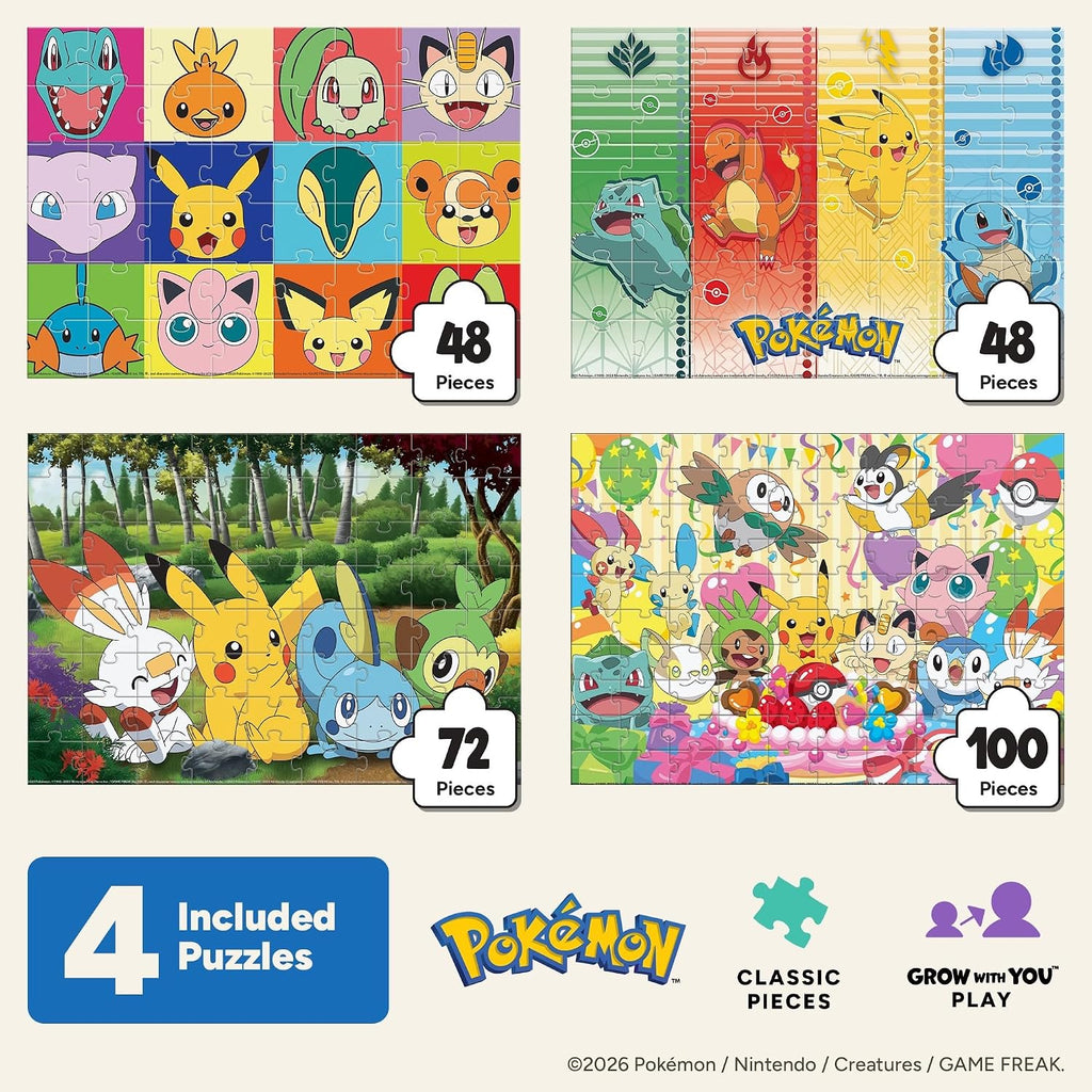 Pokémon Puzzle 4-Pack – Four 500 Piece Jigsaw Puzzles with Reference Posters