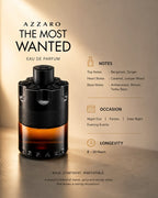 Azzaro The Most Wanted Parfum 3.4 oz – Men's Bold Spicy Amber Cologne