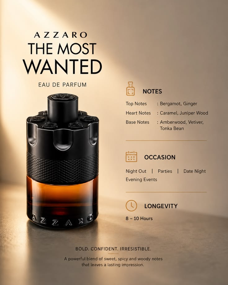 Azzaro The Most Wanted Parfum 3.4 oz – Men's Bold Spicy Amber Cologne