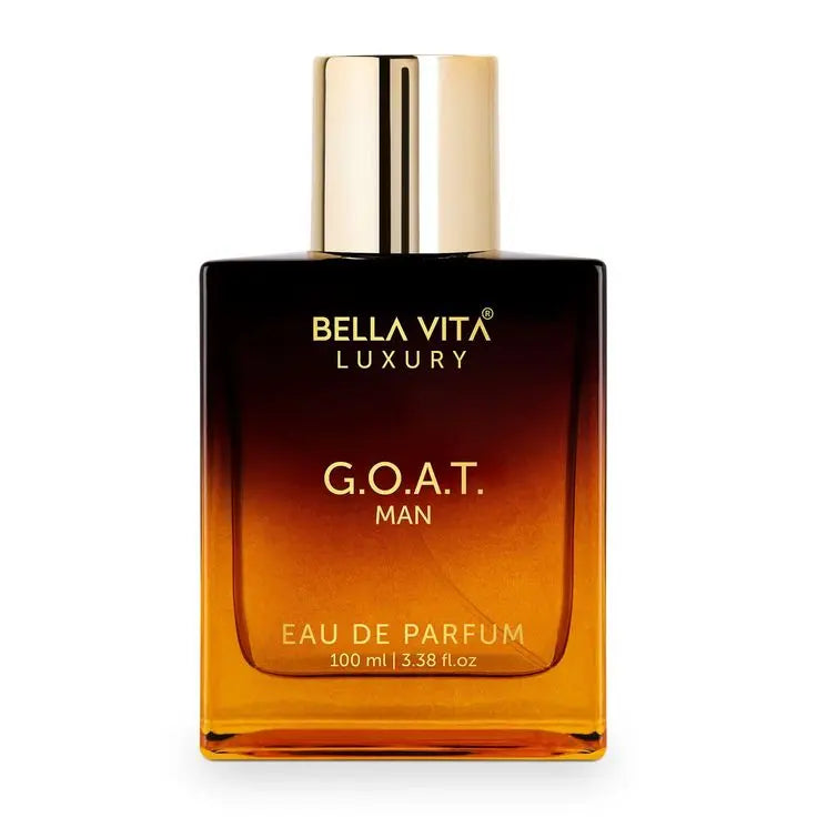 Bella Vita Luxury G.O.A.T. Eau de Parfum 100ml spray bottle, long lasting woody fragrance for men