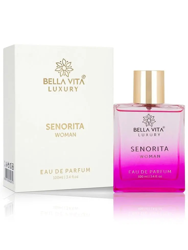 Bella Vita Luxury Senorita Eau de Parfum 100ml spray bottle, long lasting floral fruity fragrance for women