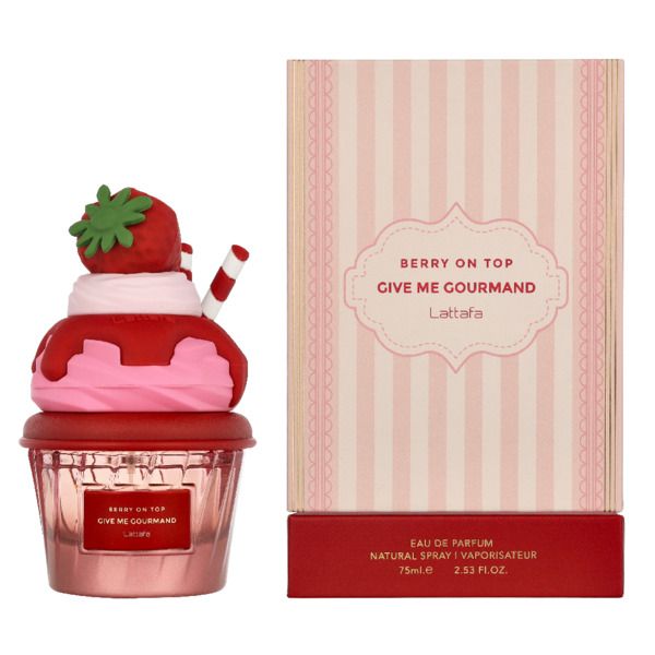 Lattafa Give Me Gourmand Berry On Top Eau de Parfum 75ml red bottle for women