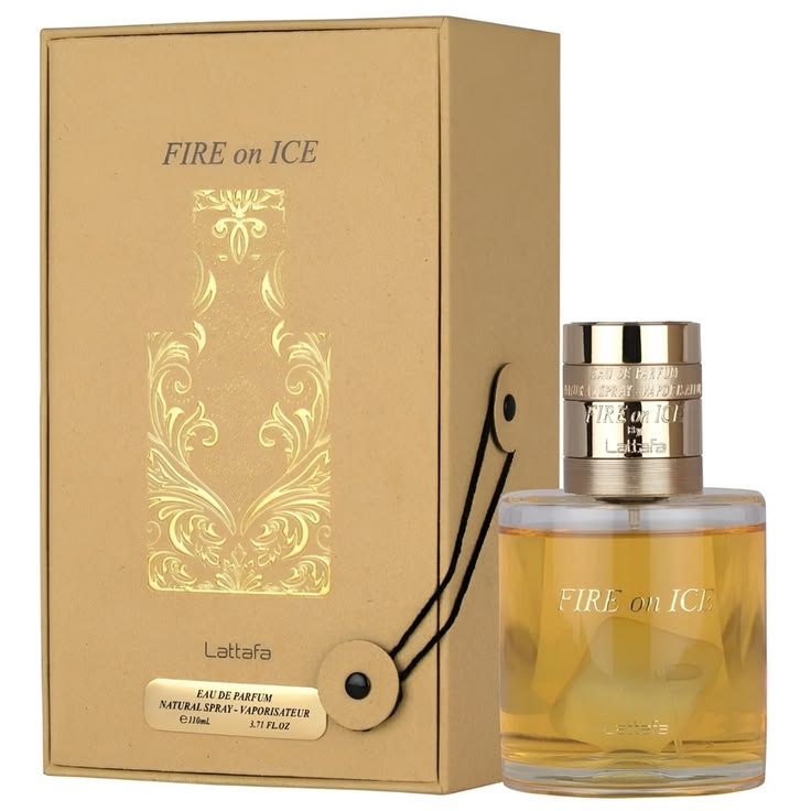 Lattafa Fire On Ice Eau de Parfum 110ml bottle with frosted ice cube design