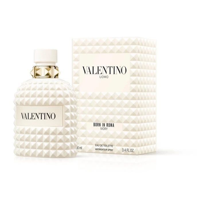Valentino Uomo Born in Roma Ivory Eau de Toilette studded spray bottle 3.4 oz for men