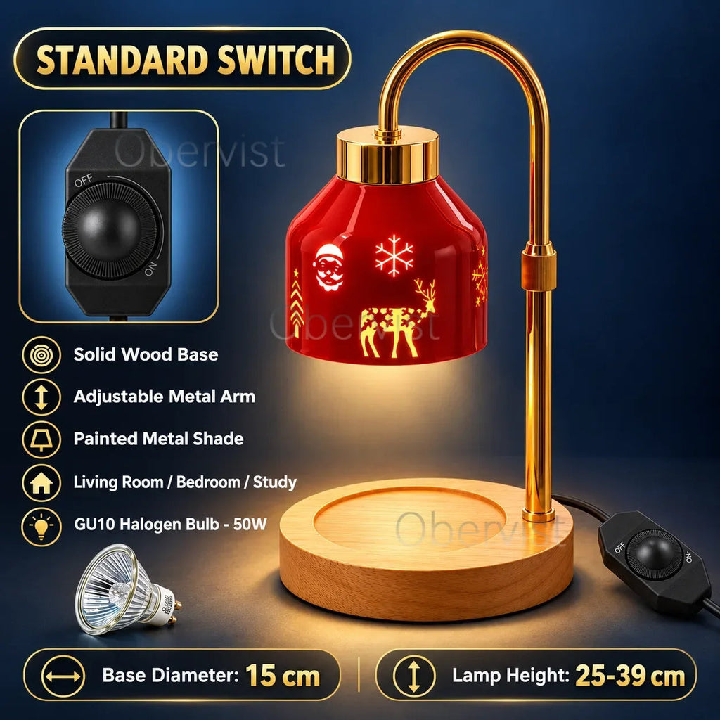 Christmas Candle Warmer Lamp – Red Metal Shade Alsonic UK