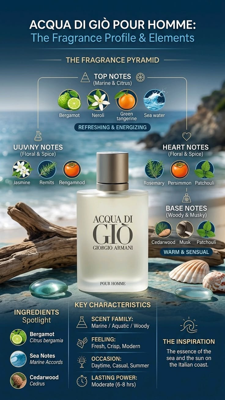 Giorgio Armani Acqua di Gio Eau de Toilette 3.4 oz 100ml Spray | Fresh Aquatic Men's Cologne