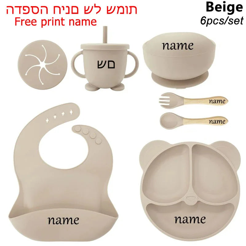 Personalized Baby Silicone Feeding Set – 6 Pcs Alsonic UK