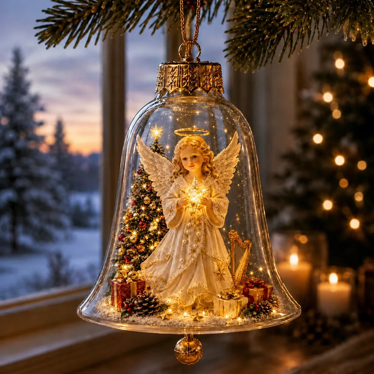 Lighted Santa Claus Christmas Tree Ornament – Transparent Hanging Pendant Decoration Stylish Shop