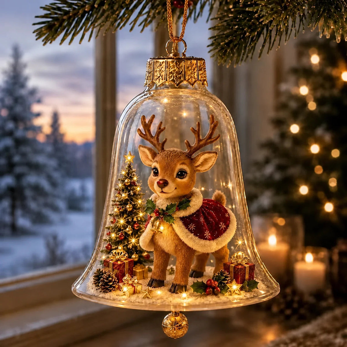 Lighted Santa Claus Christmas Tree Ornament – Transparent Hanging Pendant Decoration Stylish Shop