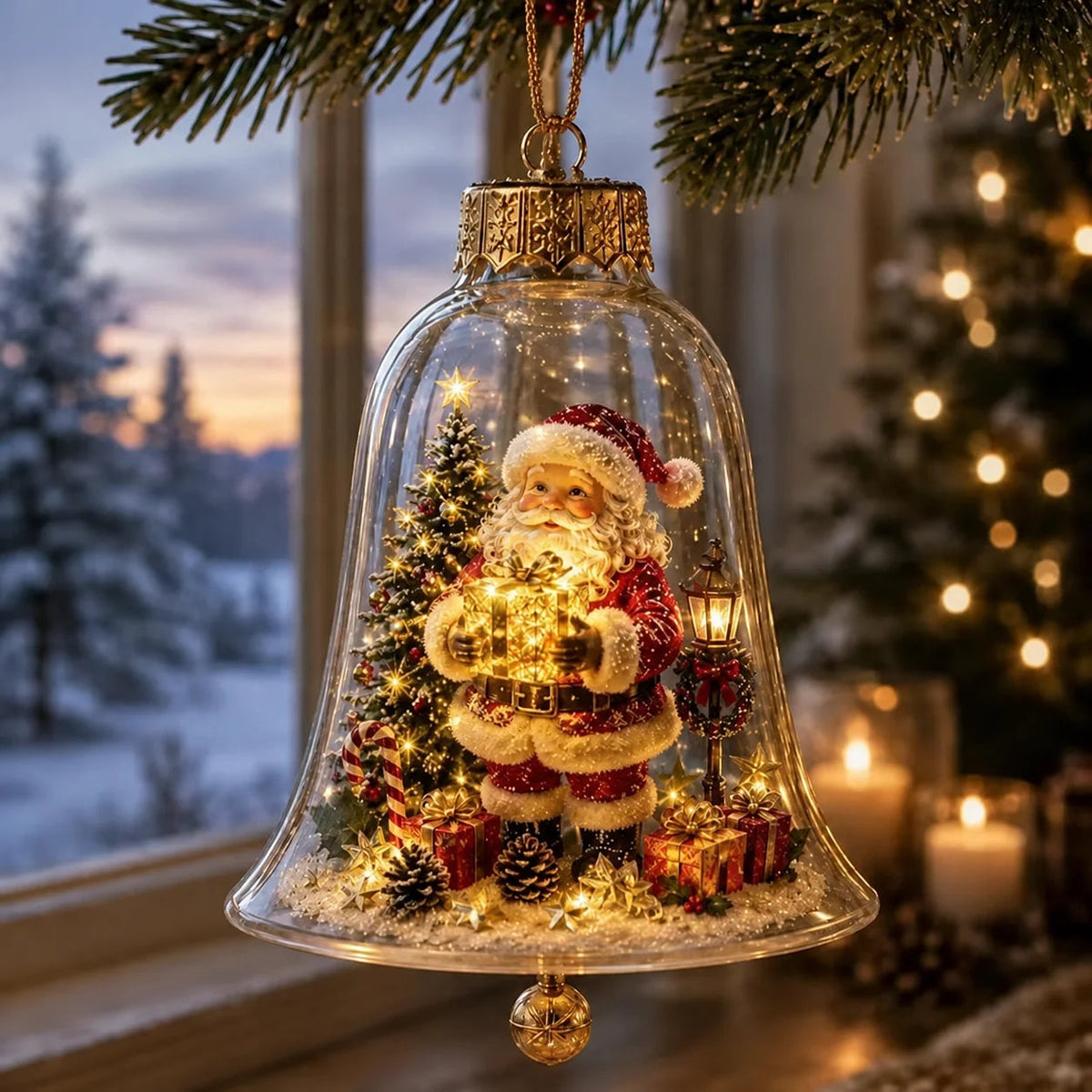 Lighted Santa Claus Christmas Tree Ornament – Transparent Hanging Pendant Decoration Stylish Shop