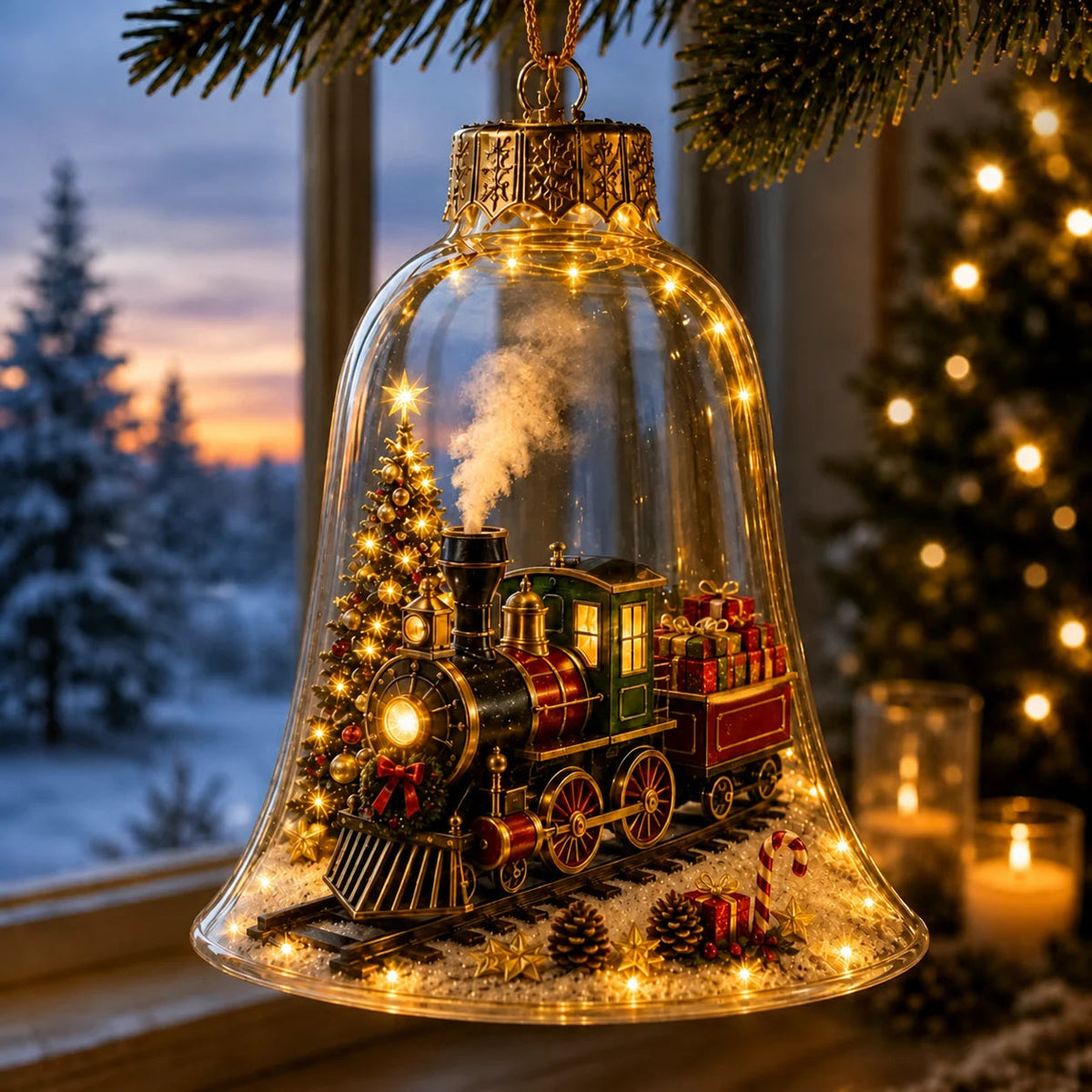 Lighted Santa Claus Christmas Tree Ornament – Transparent Hanging Pendant Decoration Stylish Shop