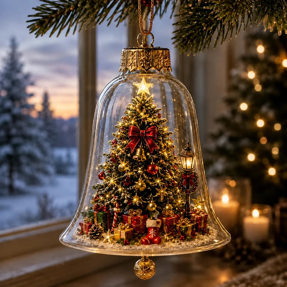 Lighted Santa Claus Christmas Tree Ornament – Transparent Hanging Pendant Decoration Stylish Shop
