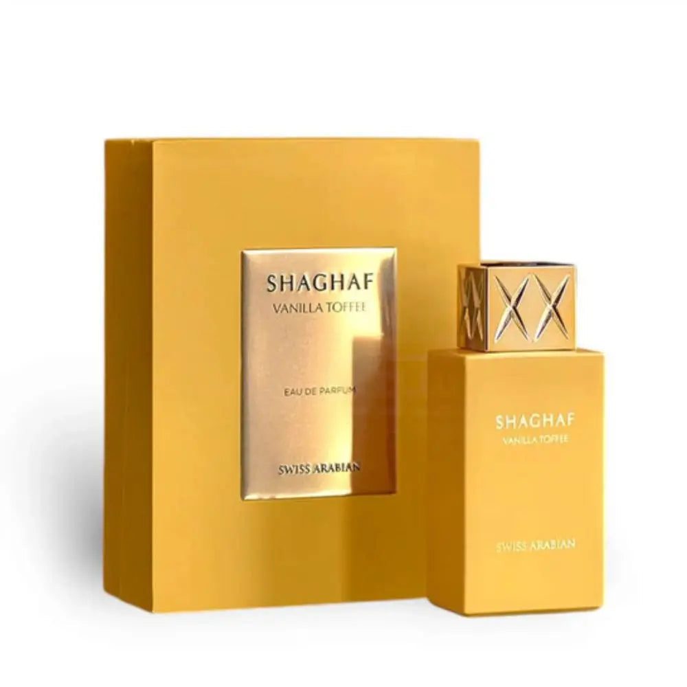 Swiss Arabian Shaghaf Vanilla Toffee Eau de Parfum spray bottle 75ml unisex fragrance