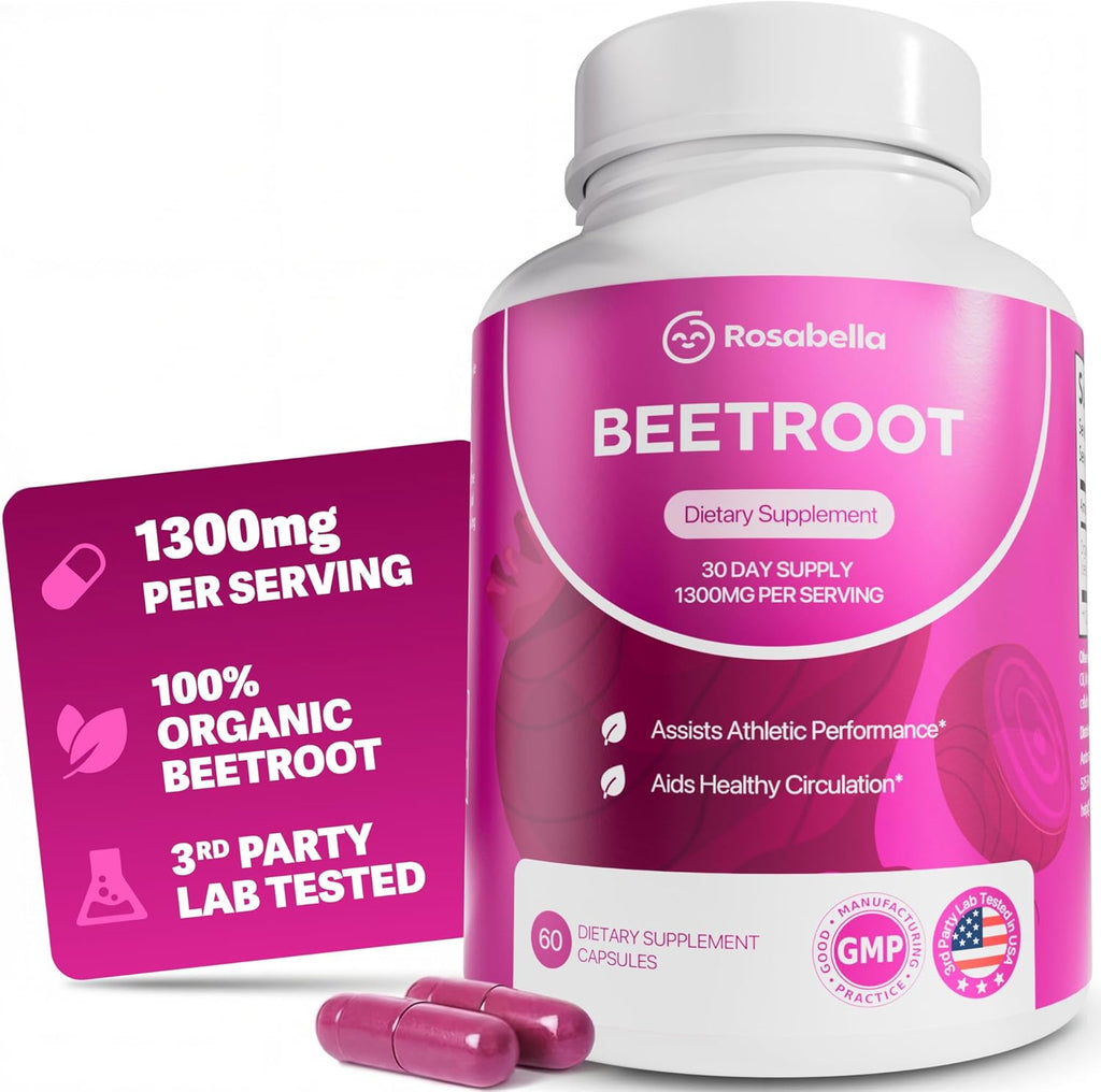 Organic beet root capsules 60 count bottle