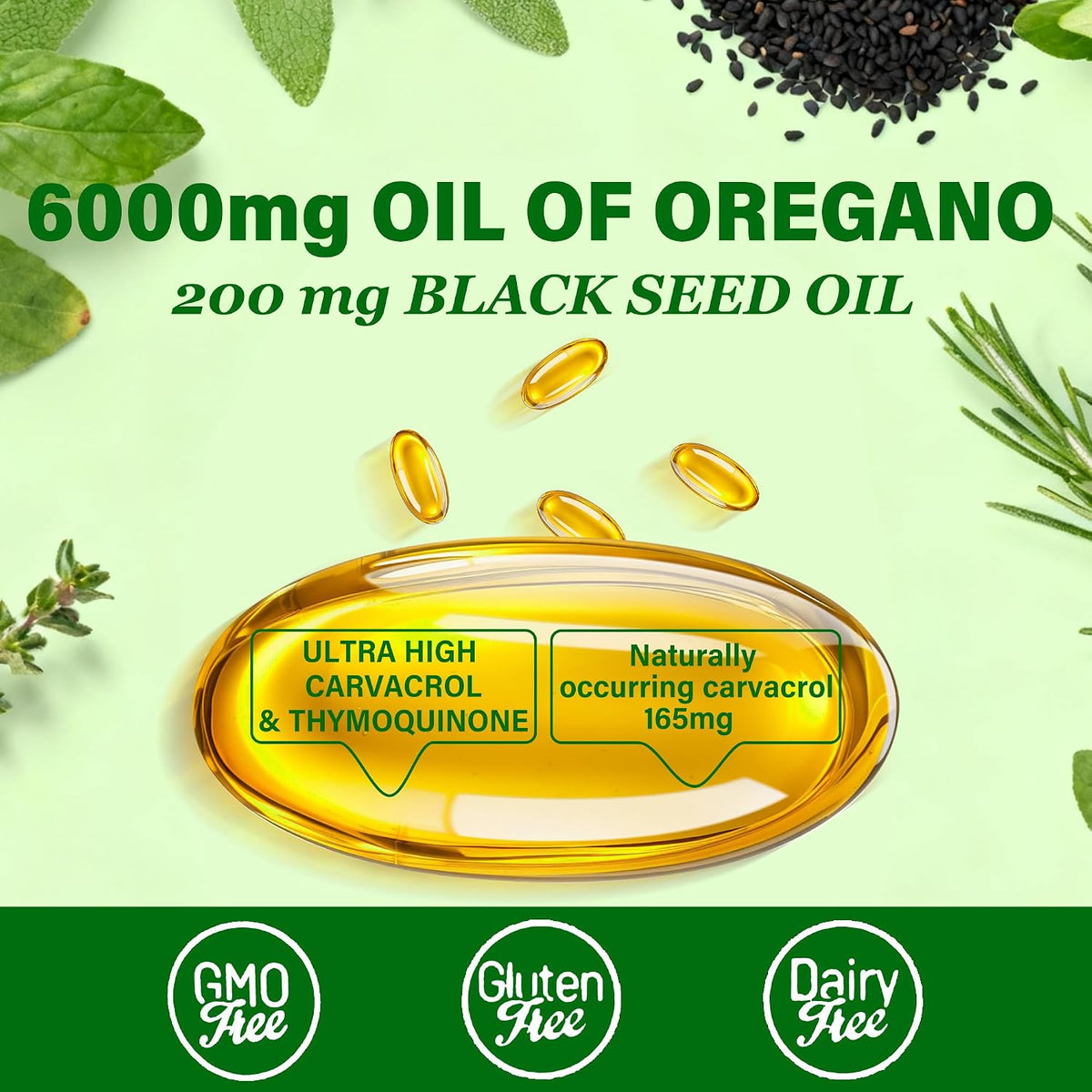 Oregano Oil with Black Seed Oil Softgels | 300 Organic Capsules Stylish Shop