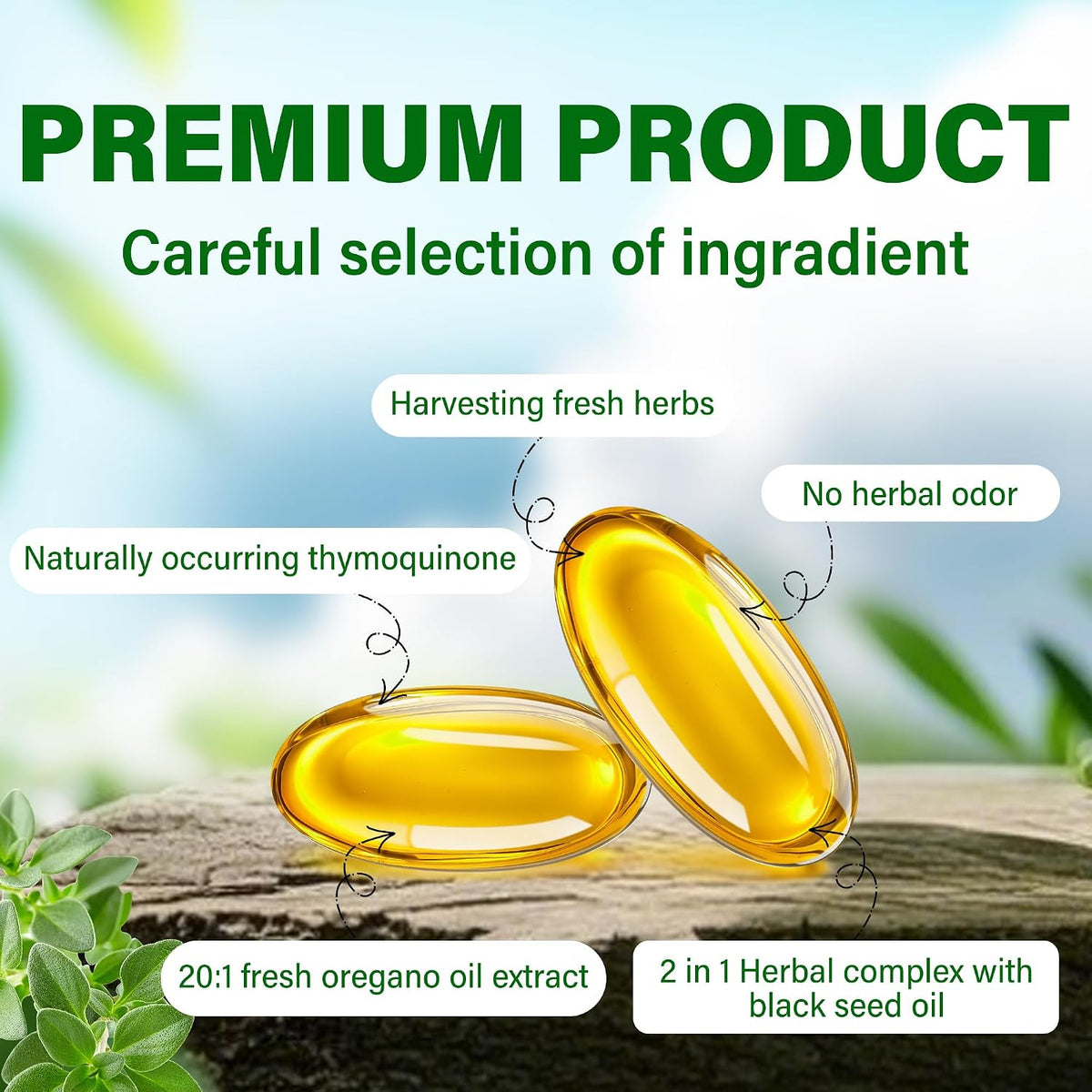 Oregano Oil with Black Seed Oil Softgels | 300 Organic Capsules Stylish Shop