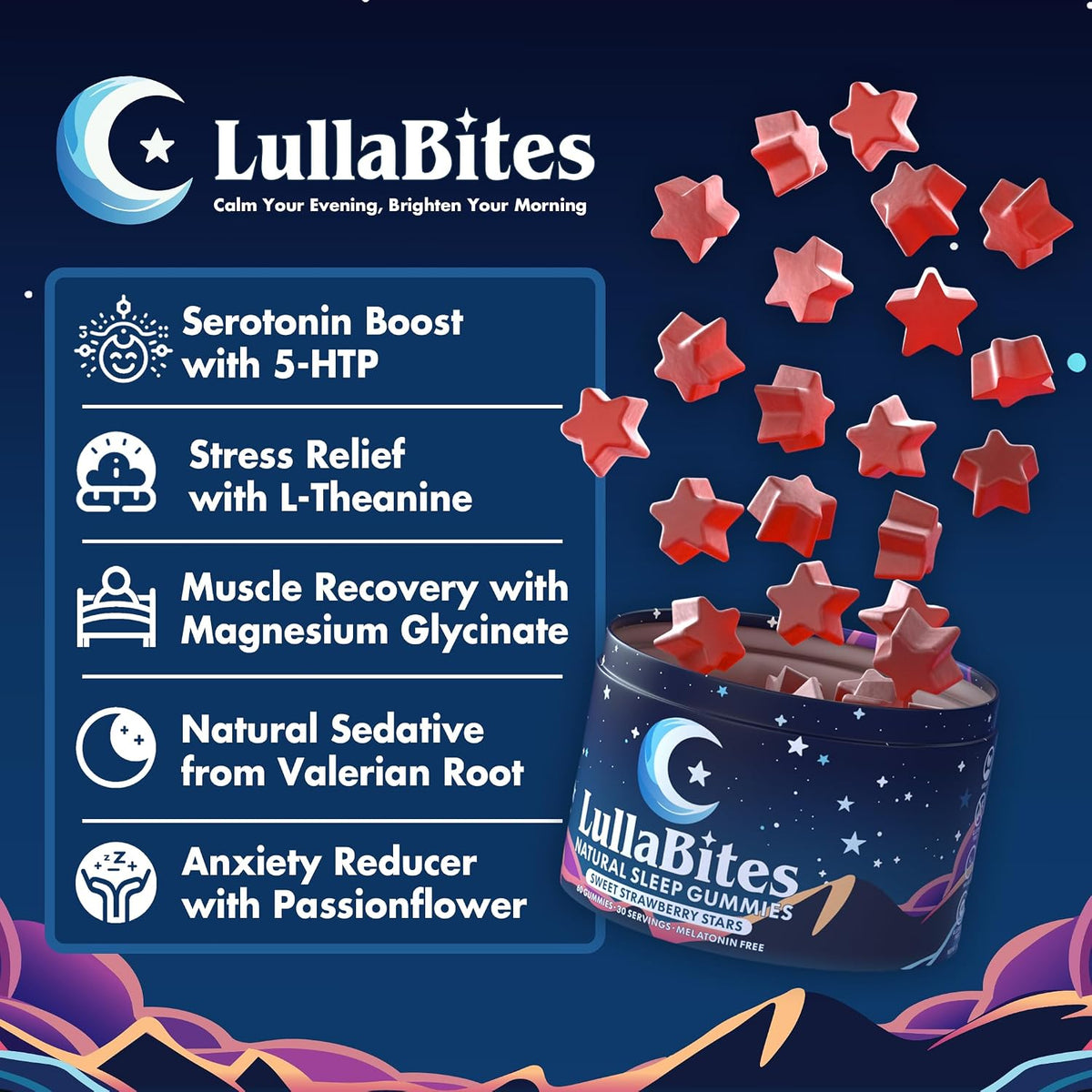 LullaBites Gummies 60 Count | Natural Bedtime Gummy Supplement Stylish Shop