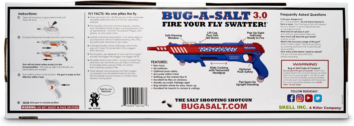 BUG-A-SALT Salt War Freedom 3.0 – Salt Fly Swatter Gun with Cross-Bolt Safety