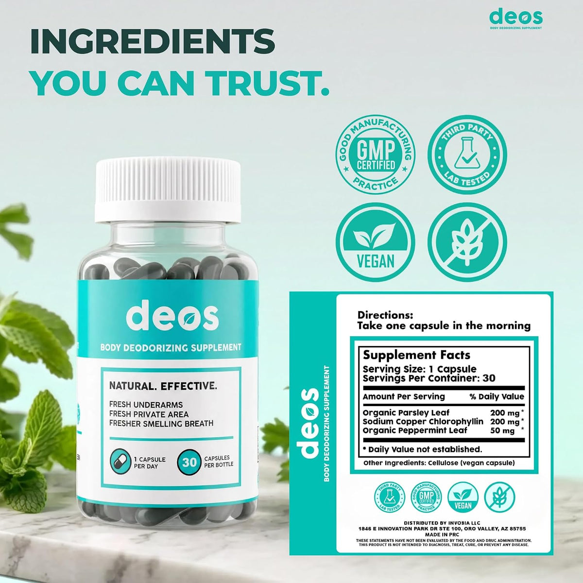 DEOS Internal Deodorant Capsules 30 Count | Daily Supplement Stylish Shop