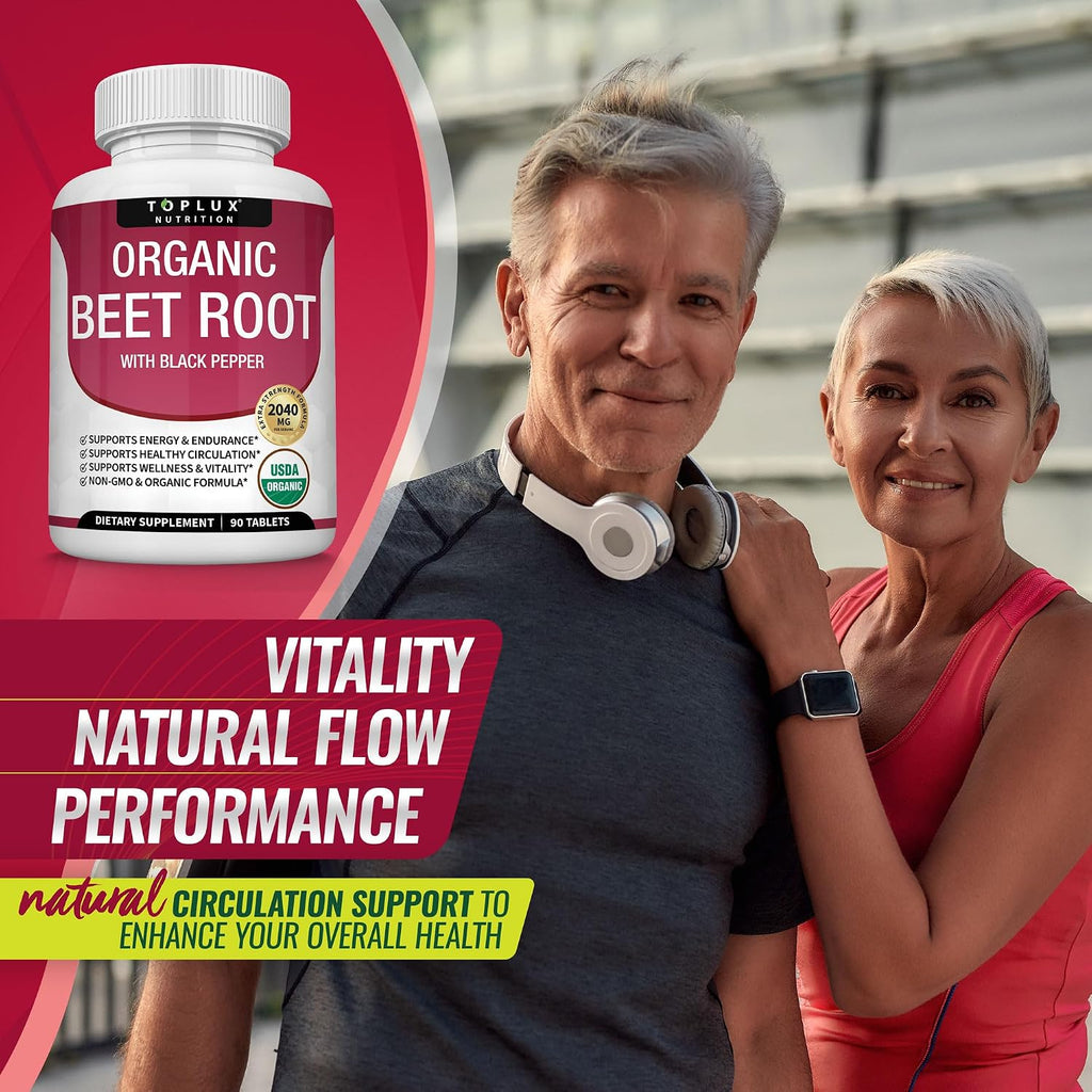 Organic Beet Root Tablets 90 Count | 2040mg Beetroot Supplement Stylish Shop