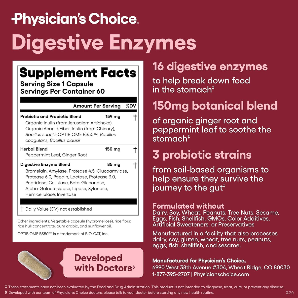 Digestive Enzyme Supplement 60 Capsules | 16 Enzymes with Prebiotics & Probiotics Stylish Shop