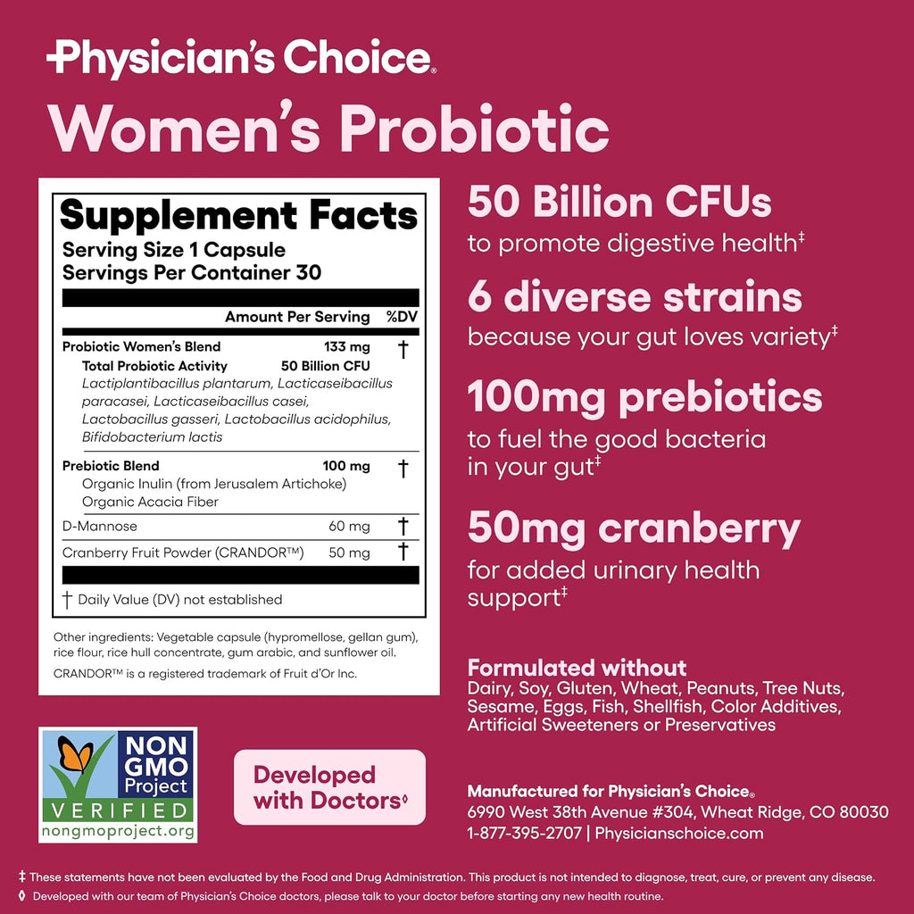 Women's Probiotics 50 Billion CFU | 30 Capsules Daily Probiotic Supplement Stylish Shop