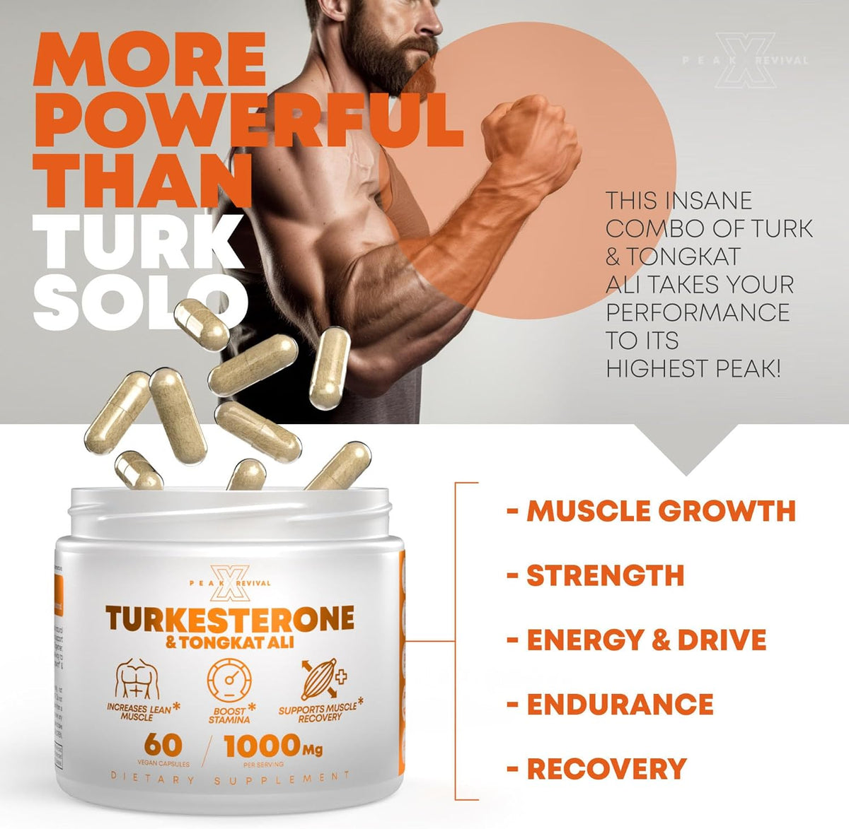 Turkesterone & Tongkat Ali Capsules 60 Count | 500mg + 250mg Blend Stylish Shop