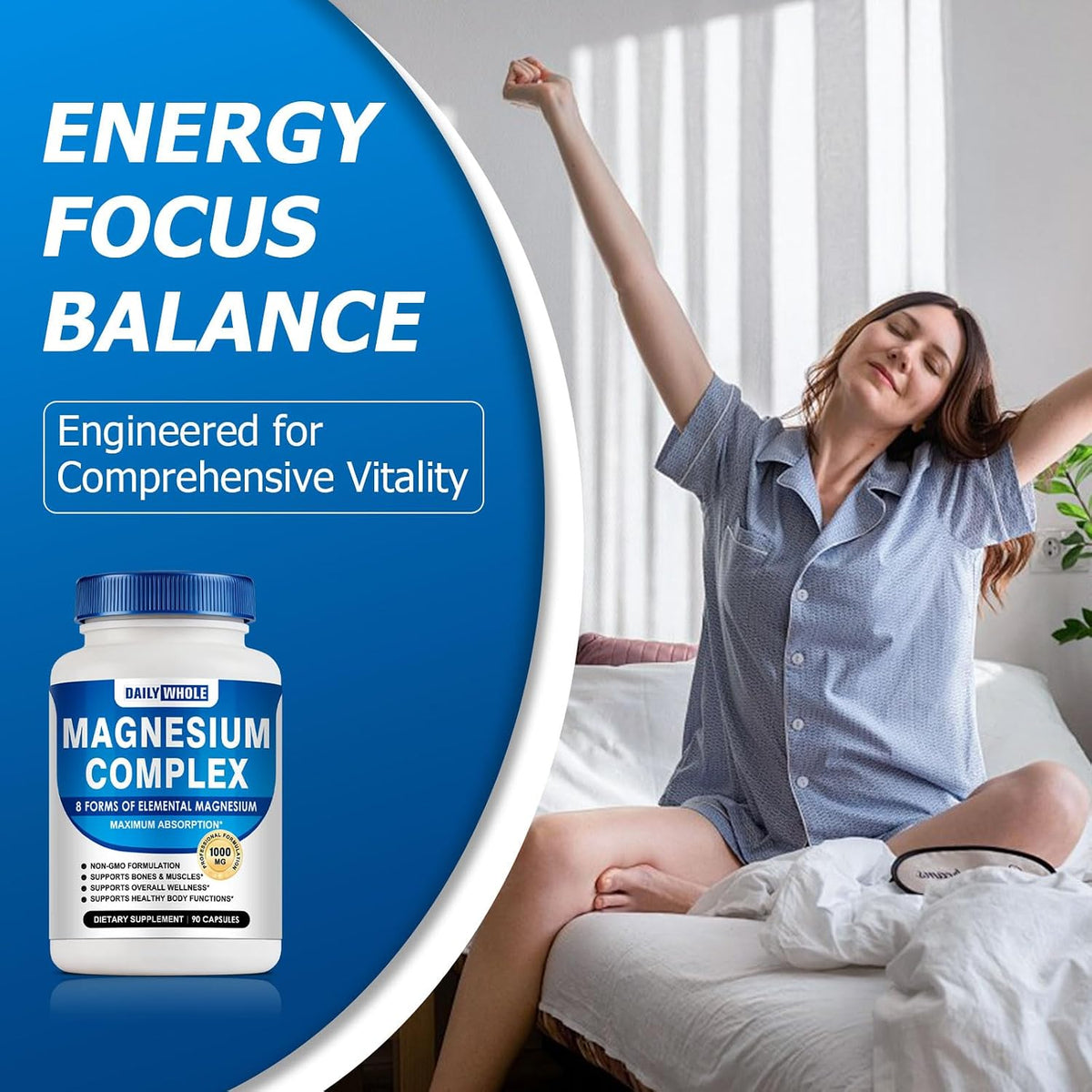 Magnesium Complex Supplement 90 Capsules | 8 Forms, 1000mg Daily Stylish Shop