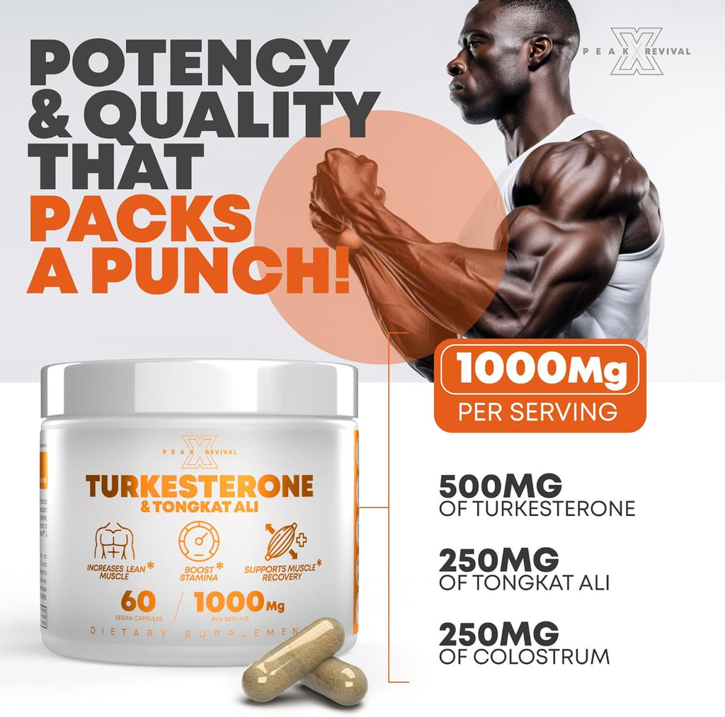 Turkesterone & Tongkat Ali Capsules 60 Count | 500mg + 250mg Blend Stylish Shop