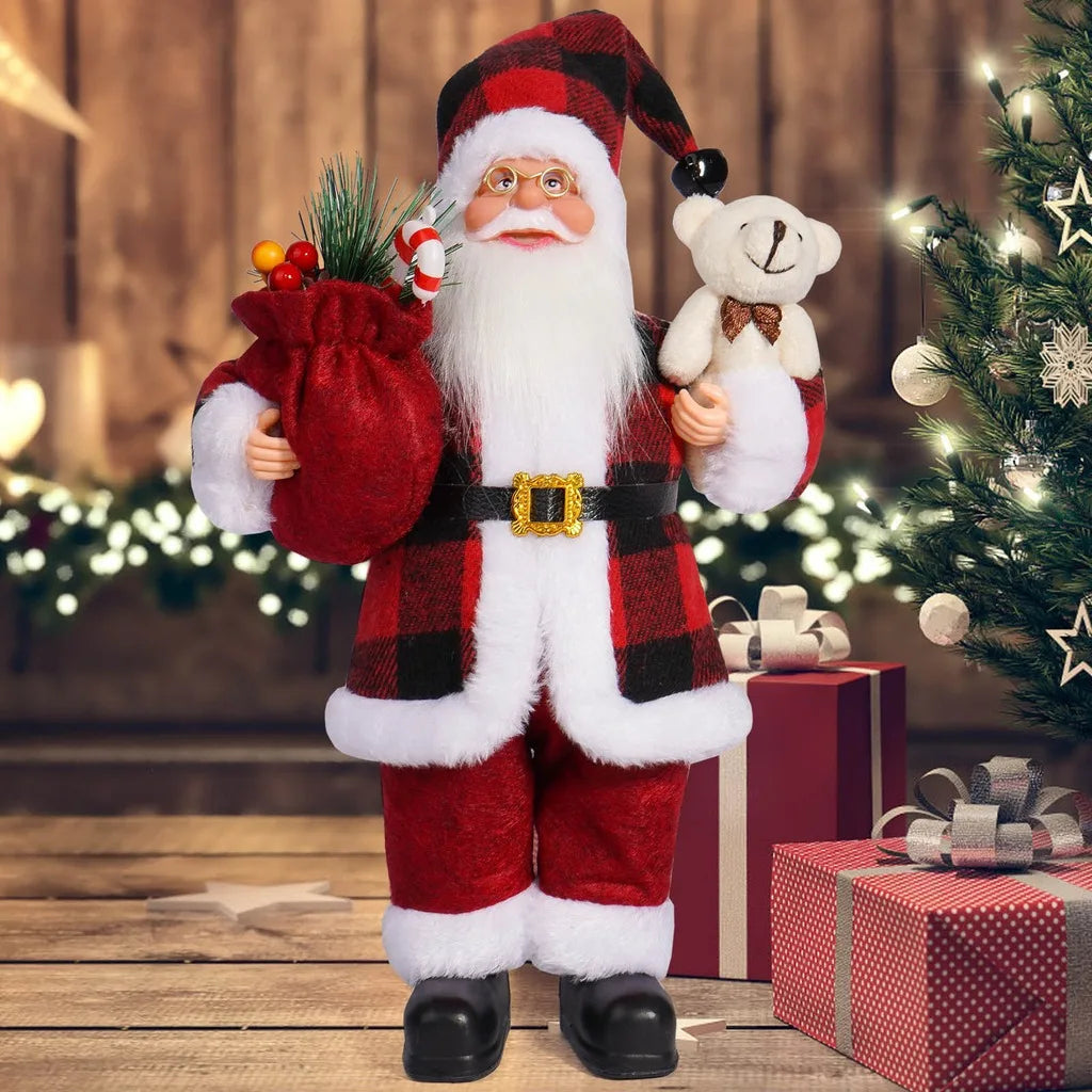 Plush Santa Claus Doll Christmas Decoration – Soft Fabric Santa Figurine for Home & Shop Display Stylish Shop